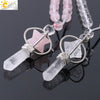 Natural Stone And Copper Accessories Minimalist Column Pendant Necklace With Rope Chain For Women