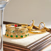 Natural Stone And Rhinestone Stainless Steel Bracelet With 18K Gold Vacuum Plating For Women