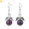 Natural Stone Angel Wing Heart Earrings Minimalist Small Women’s Fashion Jewelry