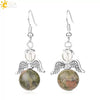 Natural Stone Angel Wing Heart Earrings Minimalist Small Women’s Fashion Jewelry