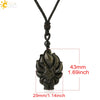 Natural Stone Animal Fox Pendant Necklace With Obsidian Black Agate And Indian Agate Braided Rope Chain Minimalist Zodiac Jewelry