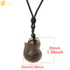 Natural Stone Animal Fox Pendant Necklace With Obsidian Black Agate And Indian Agate Braided Rope Chain Minimalist Zodiac Jewelry