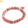 Natural Stone Beaded Bracelet With Heart Pendant Round Beads Elastic Rope Unisex Bracelet