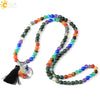 Natural Stone Beaded Multi Loop Wrap Bracelet With Tree Of Life Charm Elastic Electroplated Alloy Jewelry For Unisex