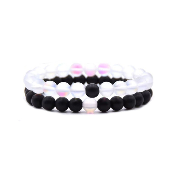 Natural Stone Bracelet Volcanic Tiger Stone White Pine Agate Elastic Thread Beaded Handmade Styling With Letters Numbers Text