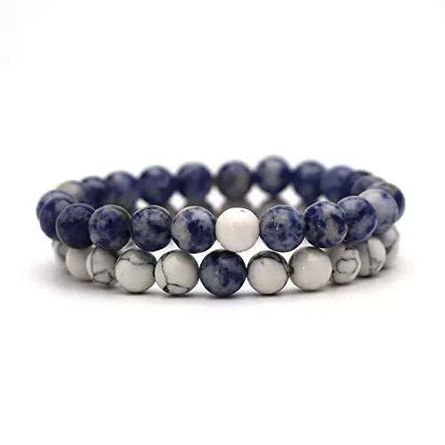 Natural Stone Bracelet Volcanic Tiger Stone White Pine Agate Elastic Thread Beaded Handmade Styling With Letters Numbers Text