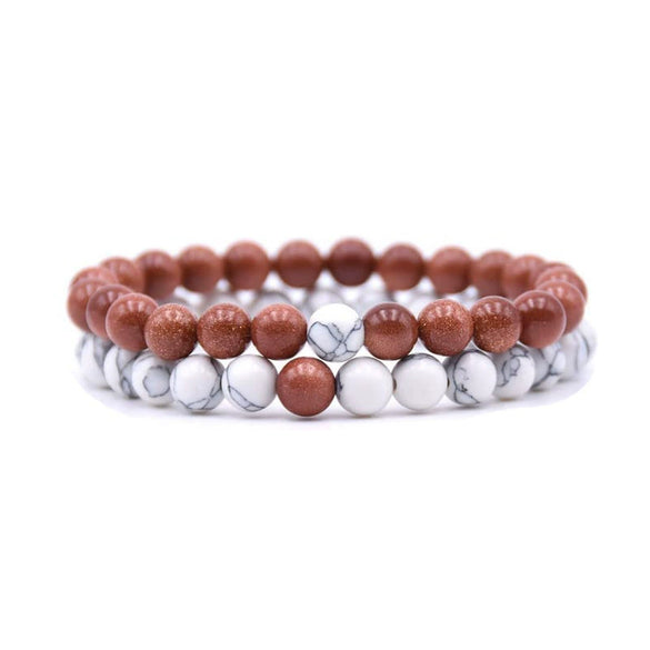 Natural Stone Bracelet Volcanic Tiger Stone White Pine Agate Elastic Thread Beaded Handmade Styling With Letters Numbers Text