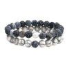 Natural Stone Bracelet Volcanic Tiger Stone White Pine Agate Elastic Thread Beaded Handmade Styling With Letters Numbers Text