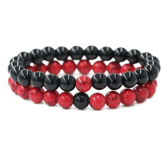 Natural Stone Bracelet Volcanic Tiger Stone White Pine Agate Elastic Thread Beaded Handmade Styling With Letters Numbers Text