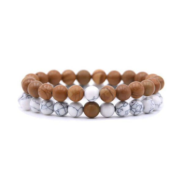 Natural Stone Bracelet Volcanic Tiger Stone White Pine Agate Elastic Thread Beaded Handmade Styling With Letters Numbers Text