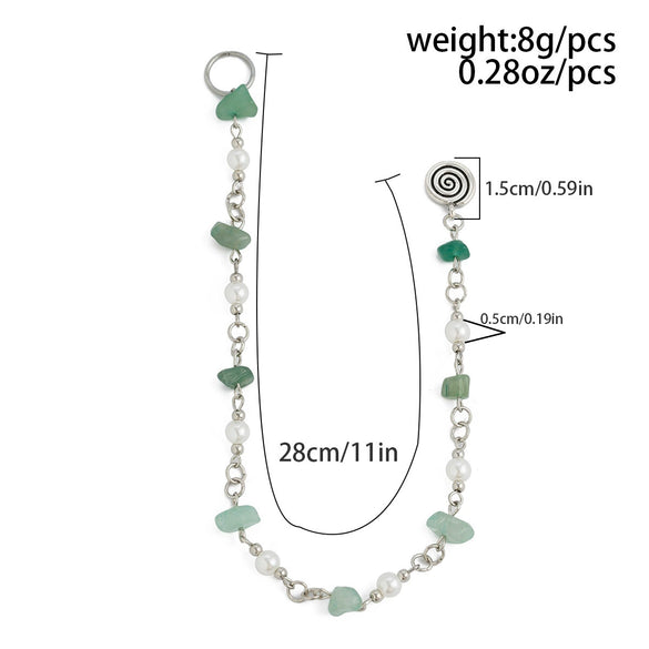 Natural Stone Braided Hair Jewelry With Butterfly And Star For Women