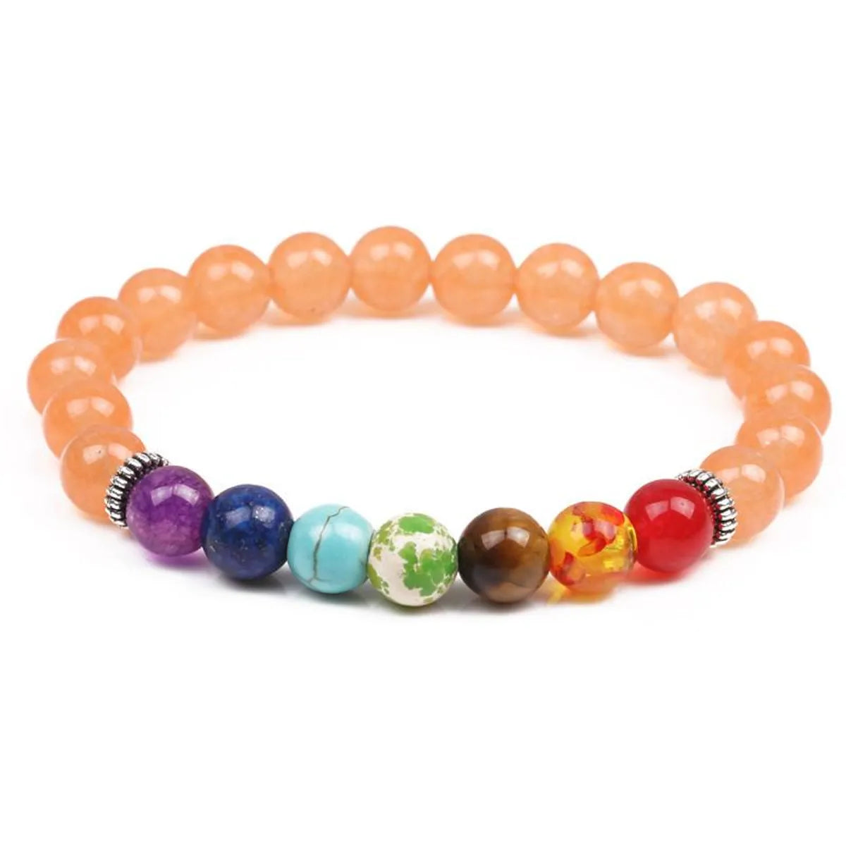 Natural Stone Colorful Chakra Energy Yoga Bracelet 8mm Green Agate Bracelet Bracelet