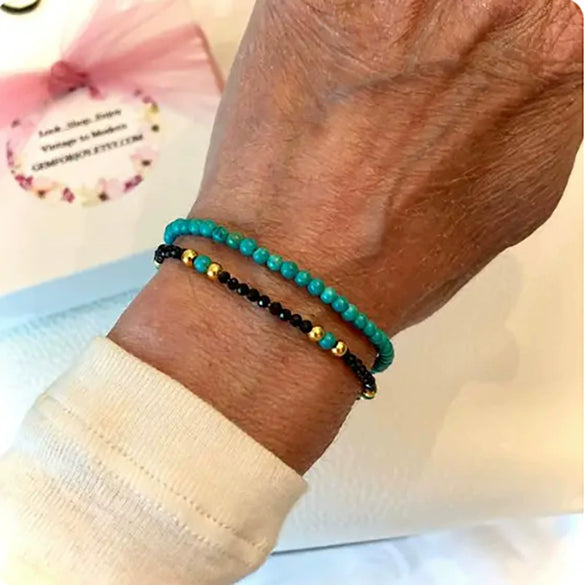Natural Stone Copper Bead Handmade Unisex Bracelet