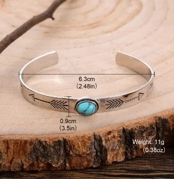 Natural Stone Copper Inlay Bow And Arrow Natural Stone Bangle