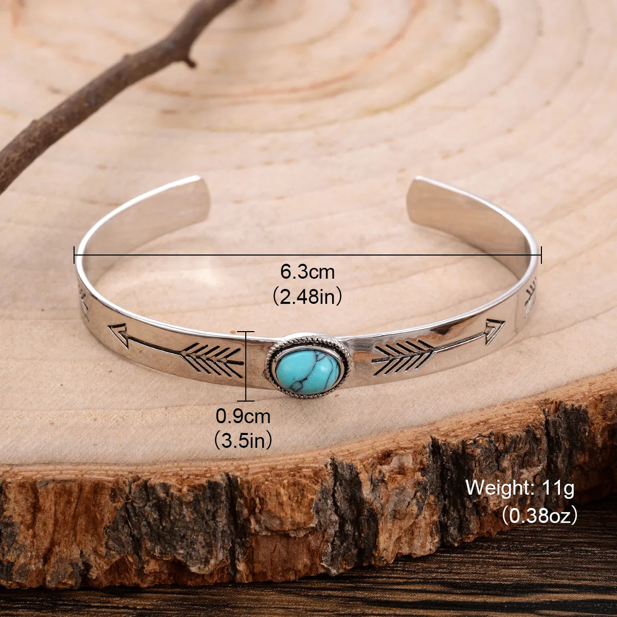 Natural Stone Copper Inlay Bow And Arrow Natural Stone Bangle