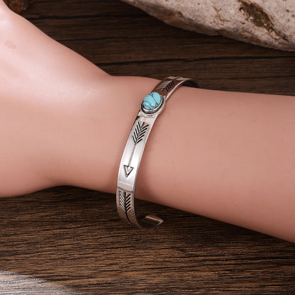 Natural Stone Copper Inlay Bow And Arrow Natural Stone Bangle