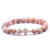 Natural Stone Cross Bracelet Fashion Unisex Beaded Bracelet With White Turquoise And Multicolor Options