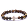 Natural Stone Cross Bracelet Fashion Unisex Beaded Bracelet With White Turquoise And Multicolor Options