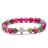 Natural Stone Cross Bracelet Fashion Unisex Beaded Bracelet With White Turquoise And Multicolor Options
