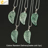 Natural Stone Crystal Pendant Necklace With Hand Cut Green Fluorite Angel Wings On Ball Chain Simple Unisex Fashion Jewelry