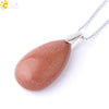 Natural Stone Crystal Teardrop Pendant Necklace With Copper Accessories Ins Style Jewelry Wholesale
