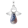 Natural Stone Drop Shaped Pendant Necklace With Polished Copper Angel Wings Creative Personality Jewelry For Women