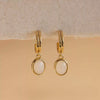 Natural Stone Earrings Copper Geometric Style 24K Real Gold Electroplated