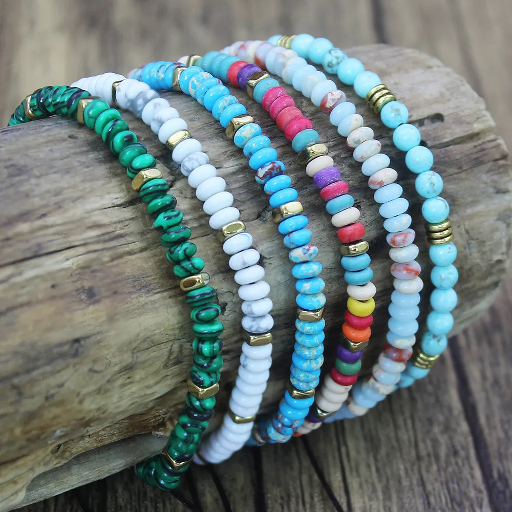 Natural Stone Emperor Stone Casual Irregular Beaded Printing Bracelets