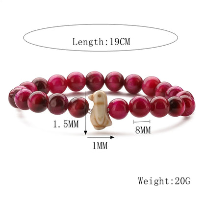 Natural Stone Ethnic Style Beaded Penguin Round Bracelets