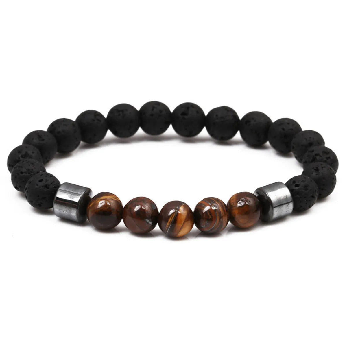 Natural Stone Fashion Geometric Bracelet  (tiger Eye +5 Volcanic Stone) Nhyl0101-tiger-eye-+5-volcanic-stone