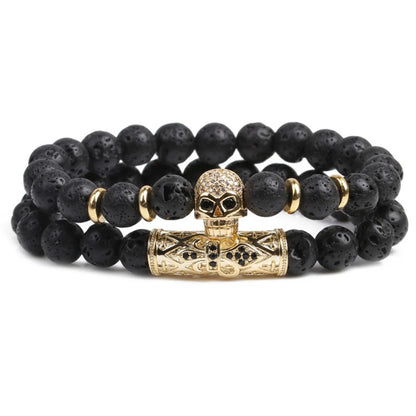 Natural Stone Fashion Skeleton Skull Bracelet  (green Pine Suit) Nhyl0384-green-pine-suit