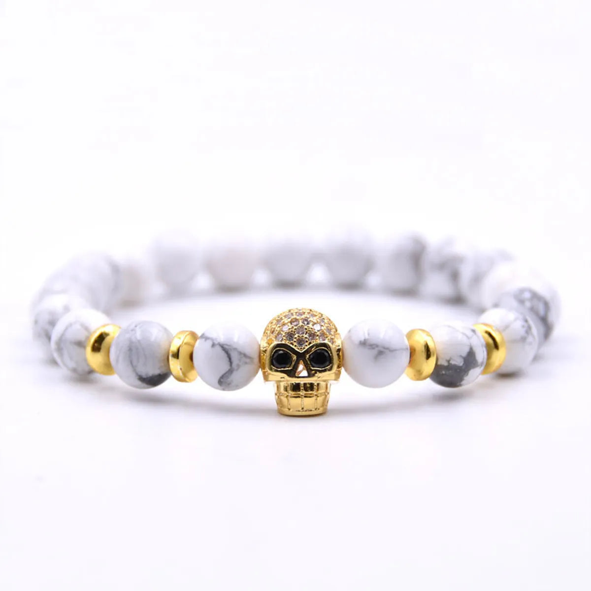 Natural Stone Fashion Skeleton Skull Bracelet  (green Pine Suit) Nhyl0384-green-pine-suit