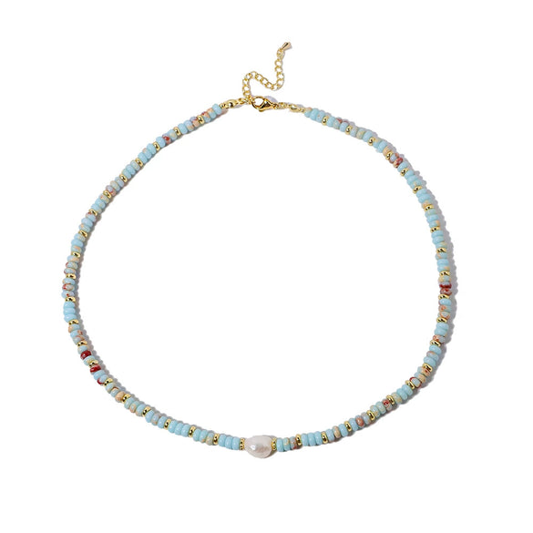 Natural Stone Freshwater Pearl Gold Plated Handmade Elegant Clavicle Necklace For Women
