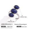 Natural Stone Geometric Ring With Tiger Eye And Lapis Lazuli Pvd Vacuum Gold Plated Stainless Steel Jewelry For Women