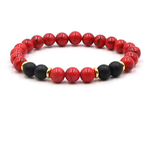 Natural Stone Geometry Beaded Bracelet Unisex Original Design With Tiger Eye And Turquoise Style Accents