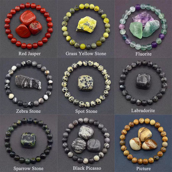 Natural Stone Handmade Unisex Animals Zodiac Mixed Color Bead Bracelet With Amethyst Tiger Eye Rose Stone Agate