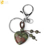 Natural Stone Heart Keychain With Hand Woven Short Tassel Minimalist Electroplated Key Pendant Accessory
