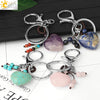 Natural Stone Heart Keychain With Hand Woven Short Tassel Minimalist Electroplated Key Pendant Accessory