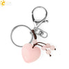 Natural Stone Heart Keychain With Hand Woven Short Tassel Minimalist Electroplated Key Pendant Accessory