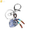 Natural Stone Heart Keychain With Hand Woven Short Tassel Minimalist Electroplated Key Pendant Accessory