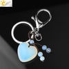 Natural Stone Heart Keychain With Hand Woven Short Tassel Minimalist Electroplated Key Pendant Accessory
