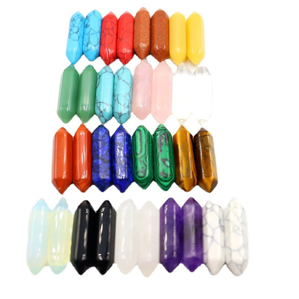 Natural Stone Hexagonal Pillar Bullet Pendant Polished Yoga Stone Crystal Naked Pendant Diy Winding Necklace