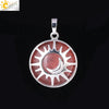 Natural Stone Hollow Moon And Sun Pendant Necklace Semi Precious Crystal Jewelry With Copper Accessories Minimalist Style