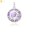 Natural Stone Hollow Moon And Sun Pendant Necklace Semi Precious Crystal Jewelry With Copper Accessories Minimalist Style