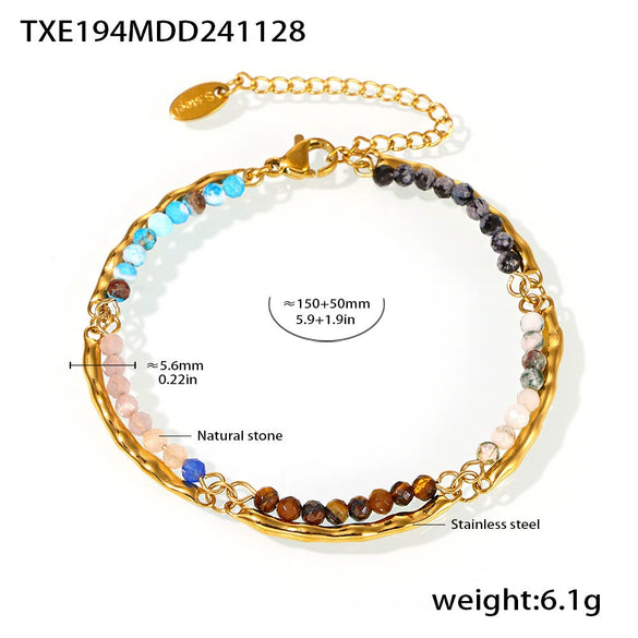 Natural Stone Imitation Pearl Handmade Beaded Light Luxury Women's Necklace And Bracelet With Electroplating