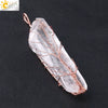 Natural Stone Irregular Crystal Column Pendant Necklace Rose Gold Tone Handmade Wrapped Minimalist Aura White Crystal Necklace