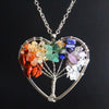 Natural Stone Jewelry Handmade Crystal Gravel Fortune Tree Pendant Necklace With Geometric Pattern