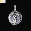 Natural Stone Kitten And Moon Pendant Hollow Back Alloy Crystal Necklace Pendant Minimalist Animal Jewelry For Women