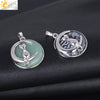 Natural Stone Kitten And Moon Pendant Hollow Back Alloy Crystal Necklace Pendant Minimalist Animal Jewelry For Women