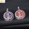 Natural Stone Kitten And Moon Pendant Hollow Back Alloy Crystal Necklace Pendant Minimalist Animal Jewelry For Women